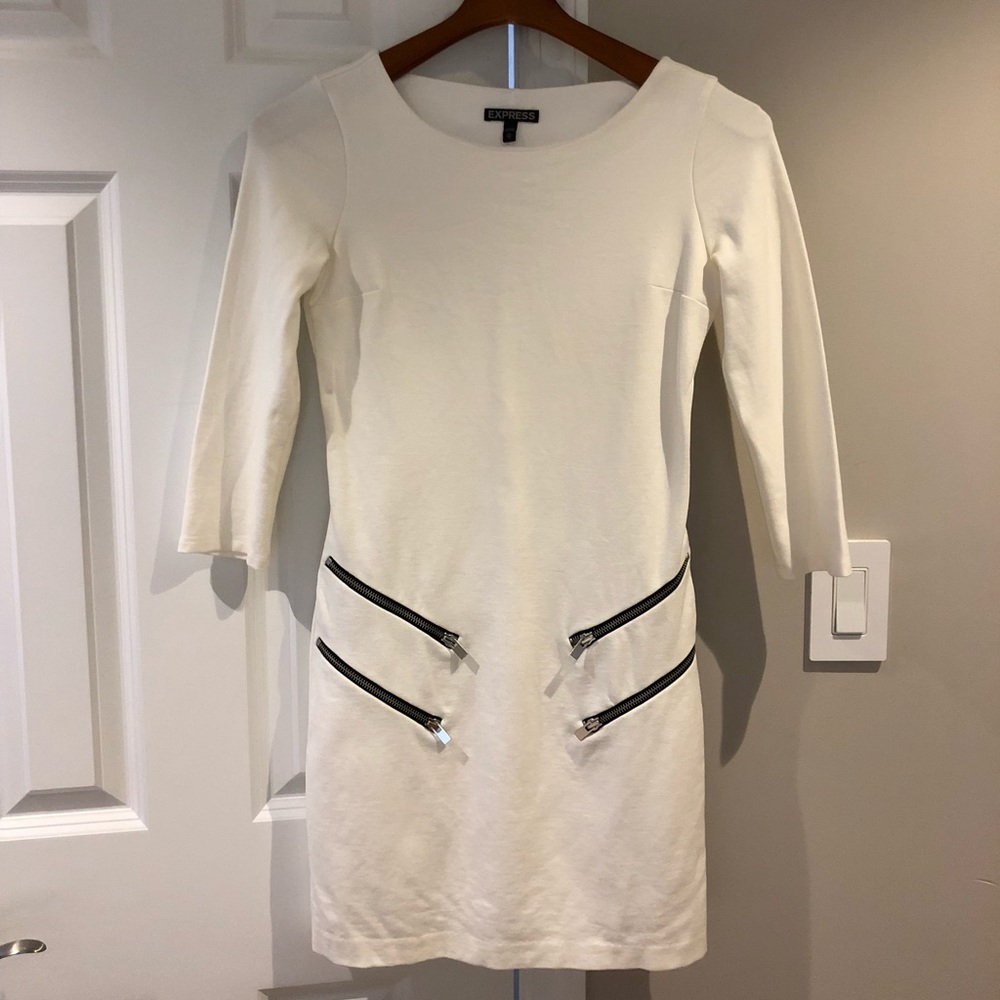 Express white double zip sheath dress